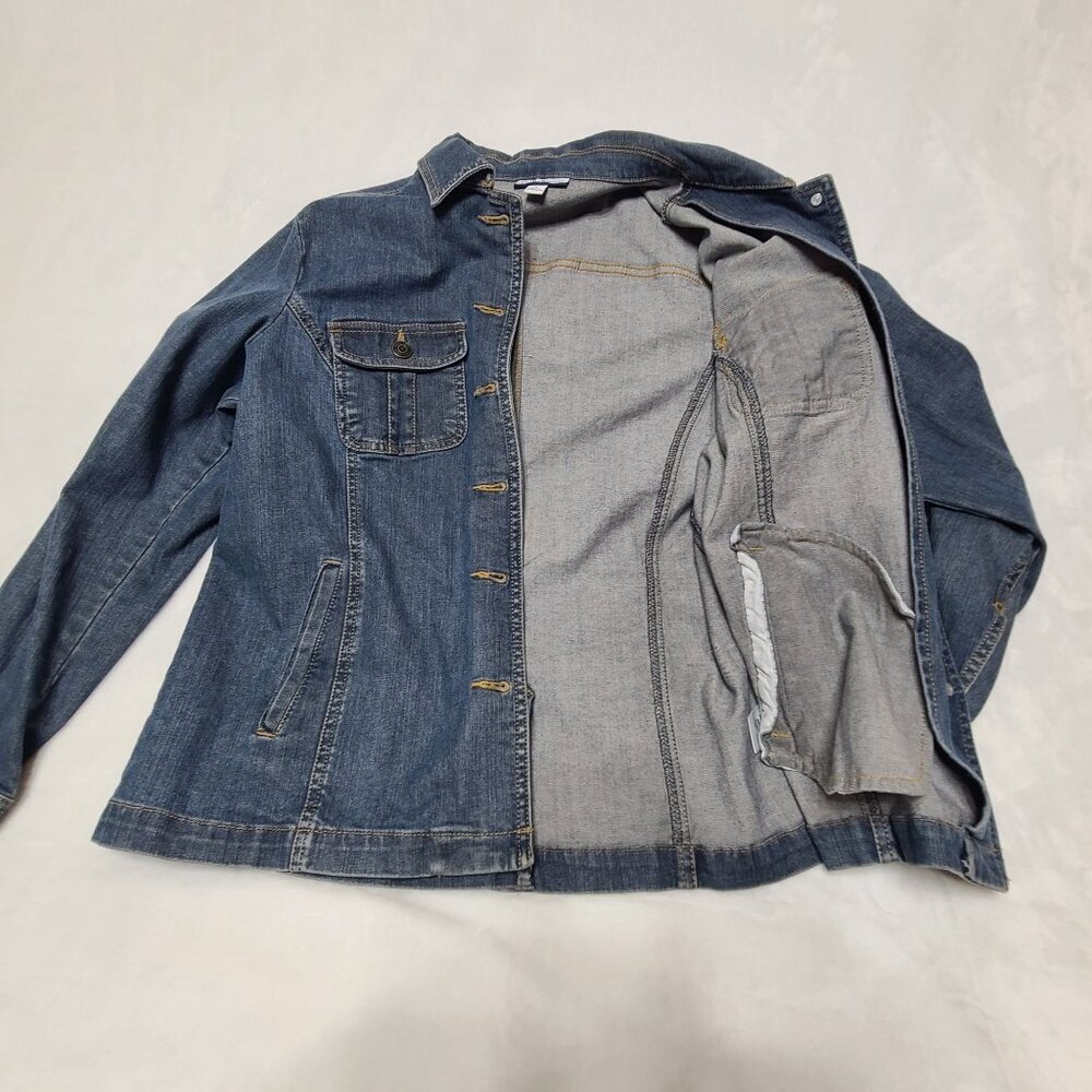 Croft & Barrow Womens Blue Denim Stretch Long Sleeve Button Front Jacket Size S - Picture 3 of 12